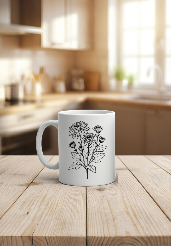 Geburtsblumen Tasse Personalisiert Geschenk Keramiktasse Blumen