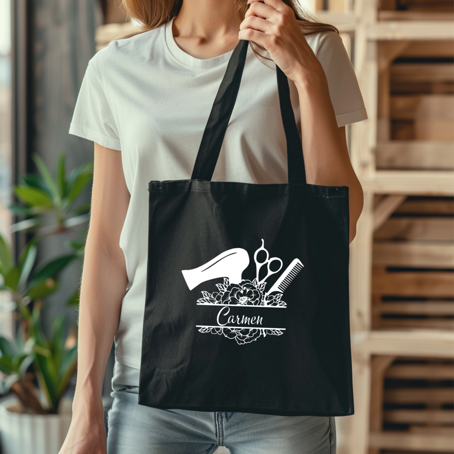 Friseur Tasche personalisiert Name, Baumwolltasche Friseurin Geschenk, Jutebeutel Friseurmeister, Friseur Danke Geschenk, Friseurin Geschenk
