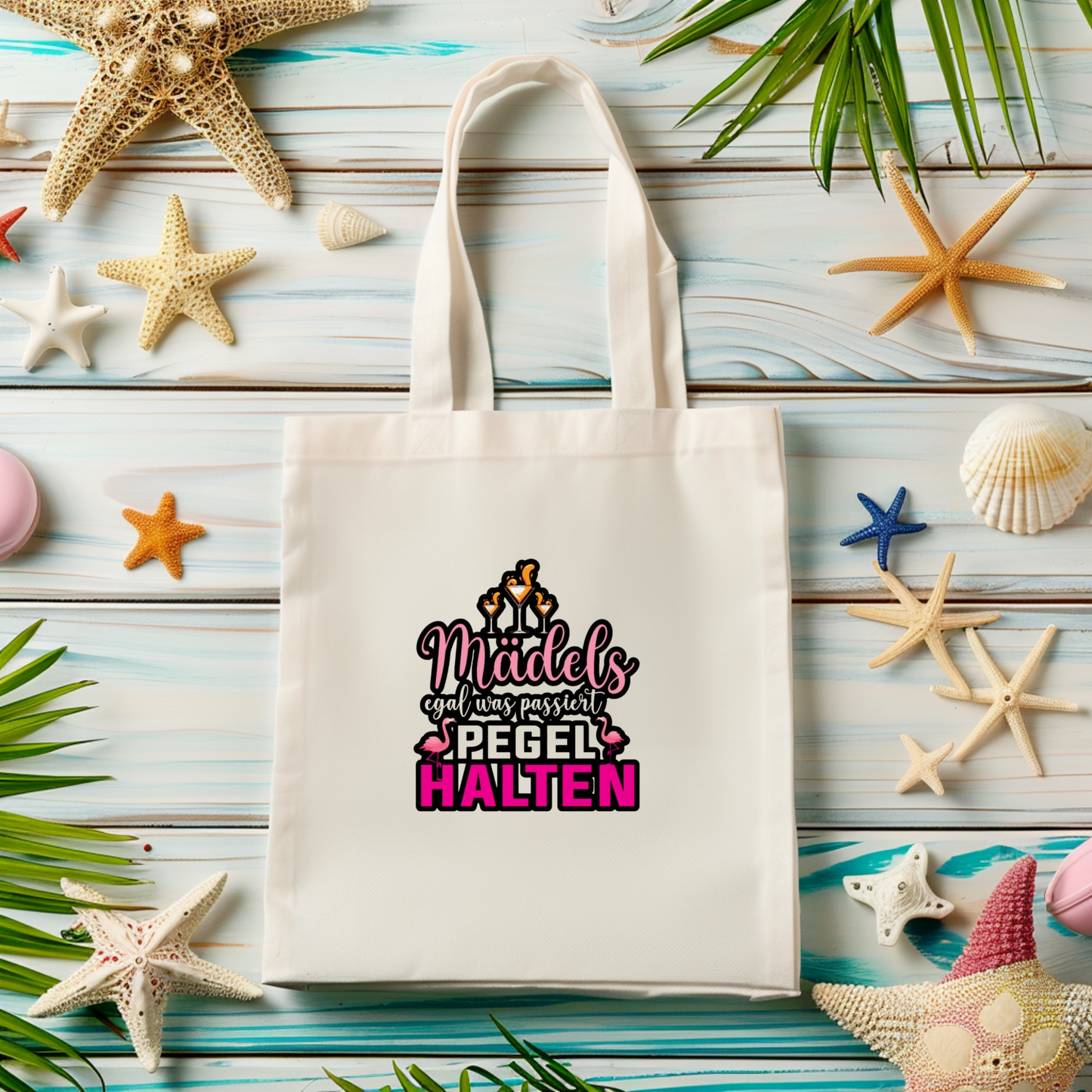 Mädels Pegel halten Stofftasche, Jutebeutel Mädelsurlaub Lustig, Baumwolltasche JGA Team Braut, Mallorca Strandtasche Geschenk