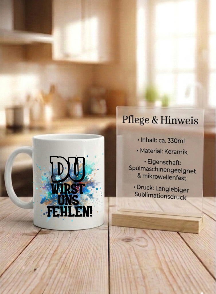 Abschiedsgeschenk Kollege Tasse Du wirst uns fehlen Lustig Rente Jobwechsel