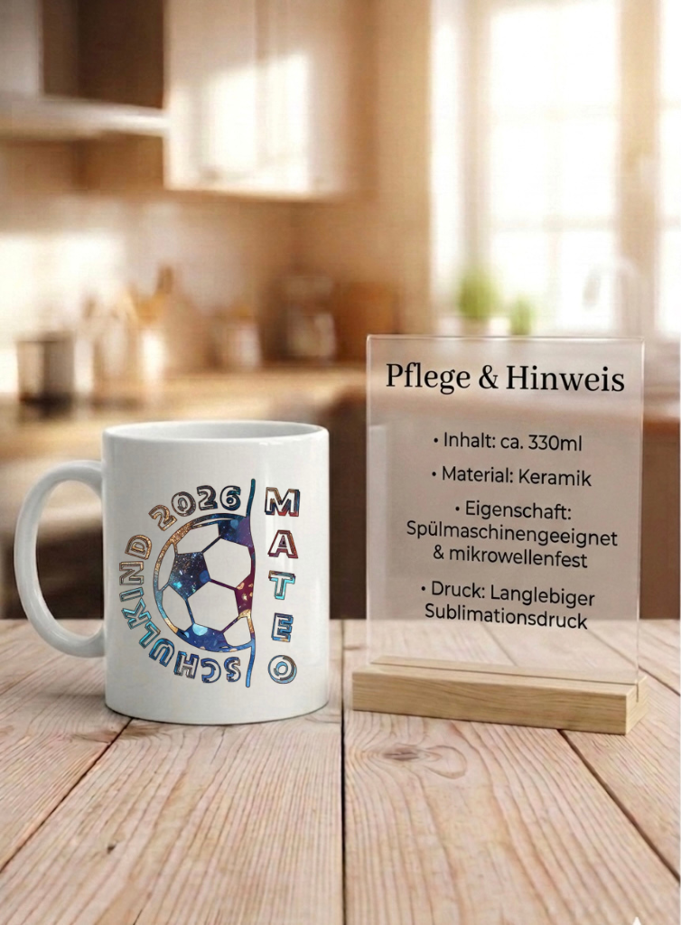 Tasse Einschulung Personalisierte Fussball Schulkind Tasse Name Geschenk