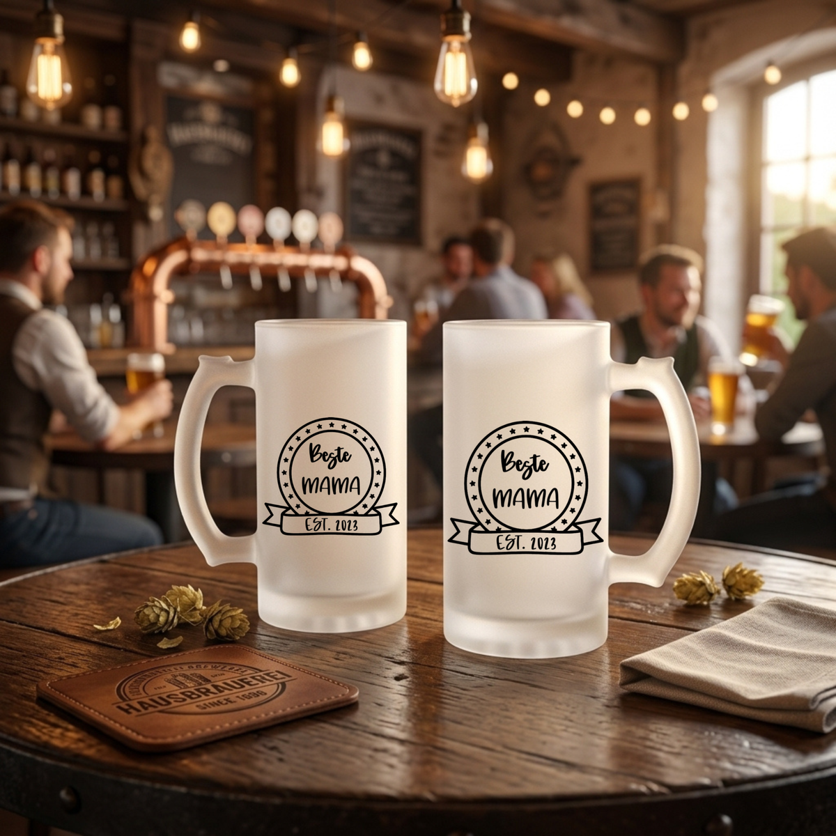 Beste Mama Bierglas personalisiert mit Jahr Bierkrug satiniert Geschenk zum Muttertag Geburtstag für Mama Geschenkidee Krug EST beidseitig