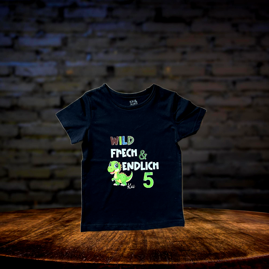 Dinosaurier Geburtstagsshirt 5 Jahre, Dinosaurier Kinder T-Shirt personalisiert, Geburtstagsoutfit, 5 Jahre, Kindergeburtstag