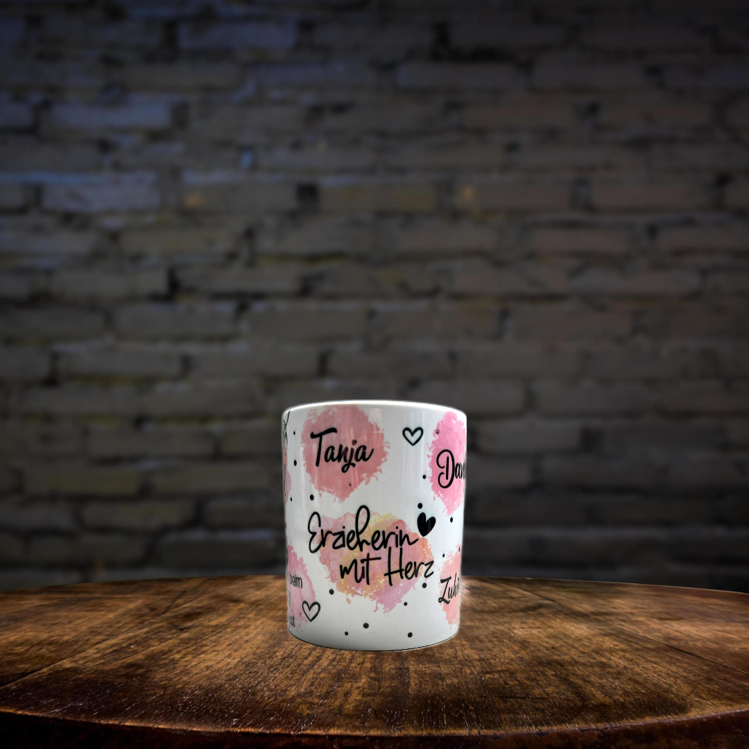 Keramiktasse Erzieher, Abschied, Danke, Name, Kindergarten, Schulanfang, personalisiert, Rucksackanhänger, Geschenkidee, Abschied