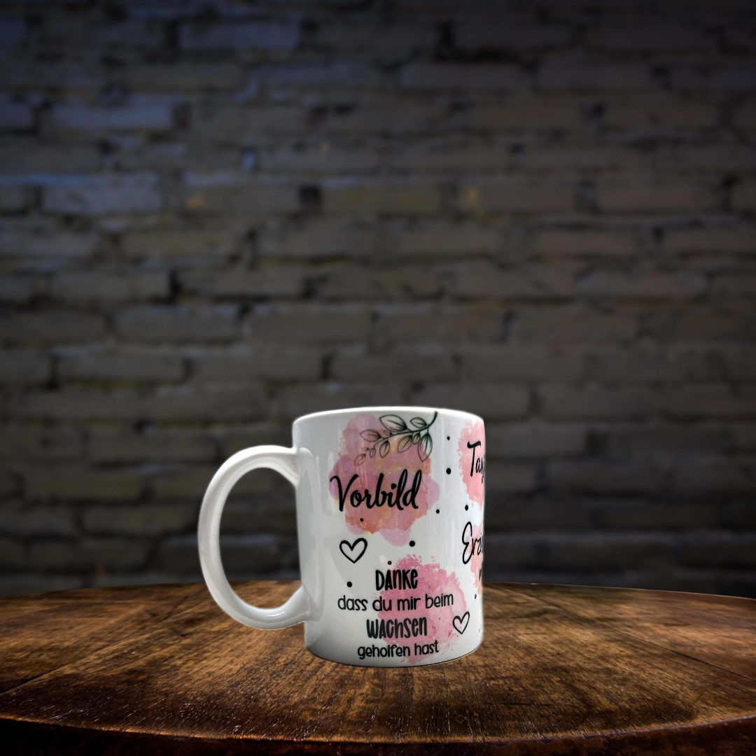 Keramiktasse Erzieher, Abschied, Danke, Name, Kindergarten, Schulanfang, personalisiert, Rucksackanhänger, Geschenkidee, Abschied