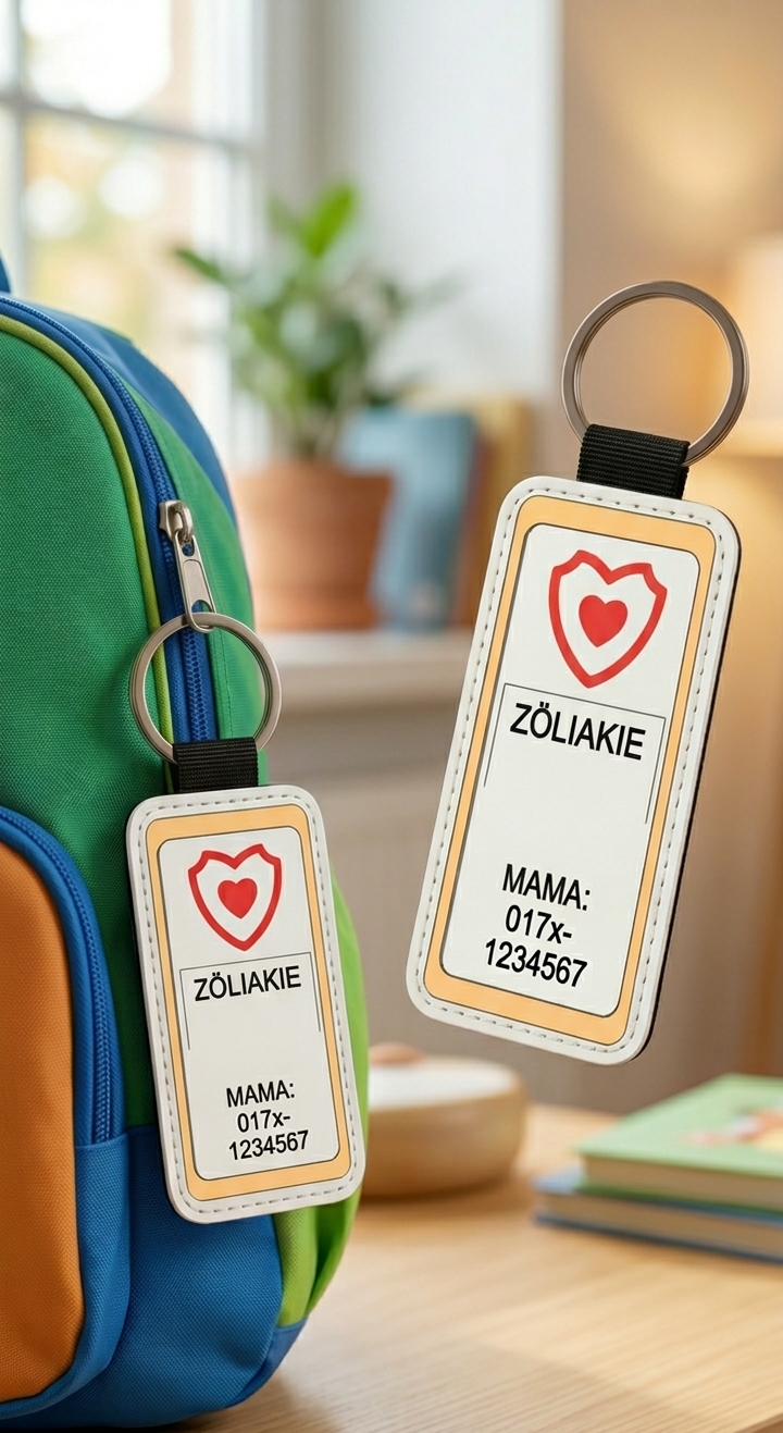 Notfall Anhänger Personalisiert Kinder Rucksack Schlüsselanhänger Allergie Diabetes Zöliakie Notfallkontakt Telefonnummer Geschenk