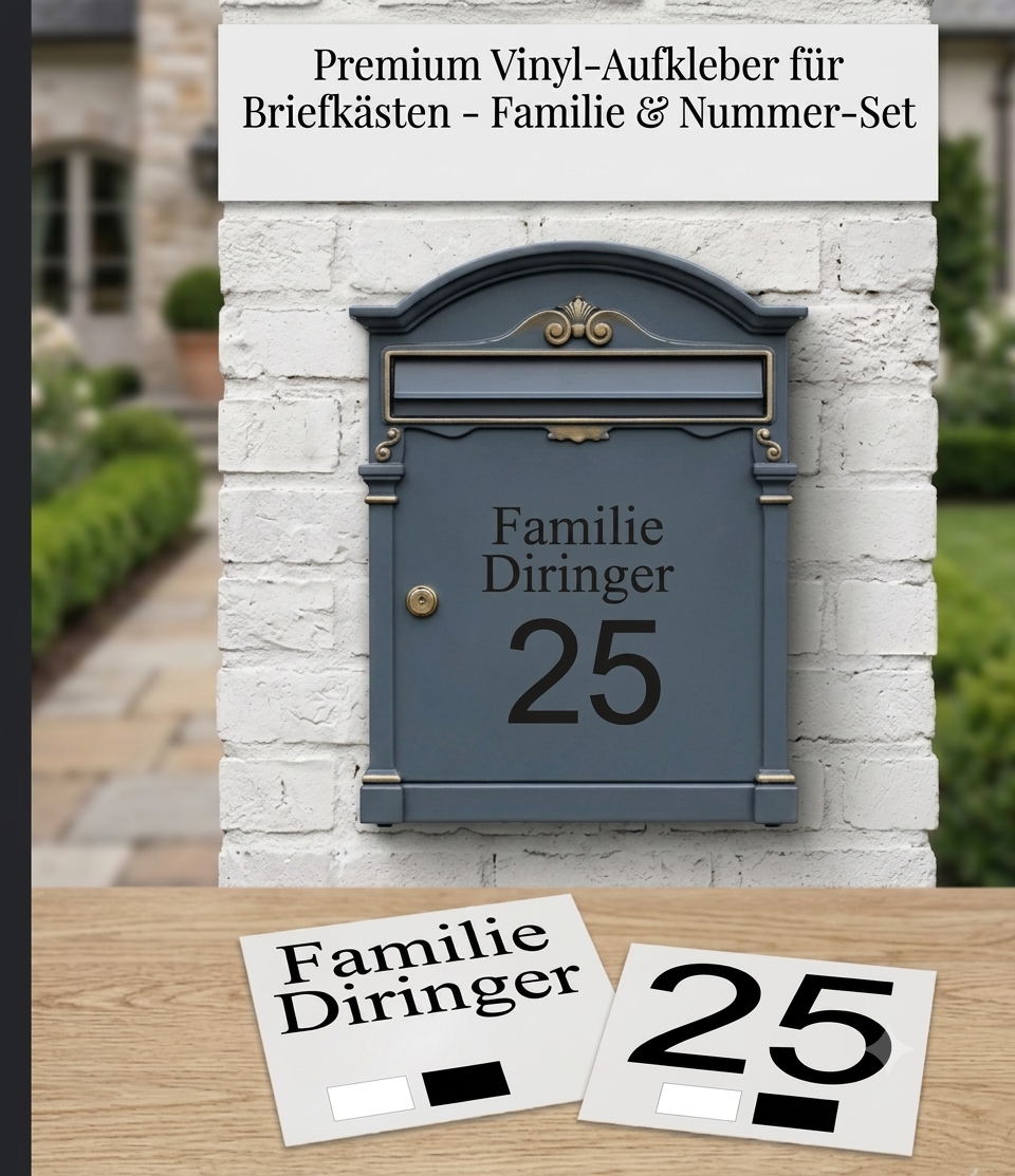 Briefkasten Aufkleber personalisiert, Vinyl Aufkleber Name, Hausnummer, Aufkleber Name, Namensschild Aufkleber, Aufkleber Wunschnamen
