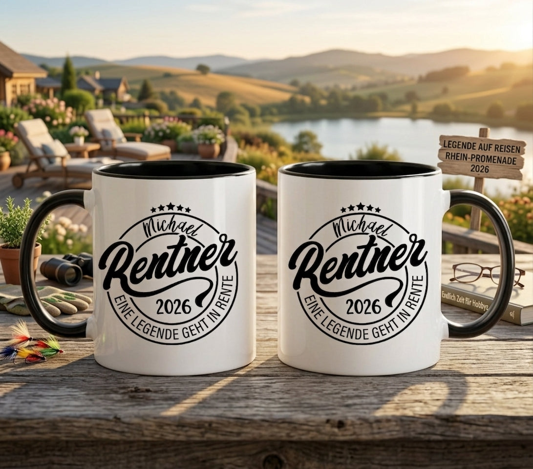 Tasse Rentner 2026 Geschenk Ruhestand Personalisiert Name Kaffeetasse Rente Abschied Kollege Keramiktasse Spruch Geschenkidee Pensionierung