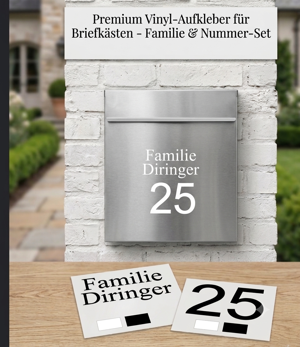 Briefkasten Aufkleber personalisiert, Vinyl Aufkleber Name, Hausnummer, Aufkleber Name, Namensschild Aufkleber, Aufkleber Wunschnamen