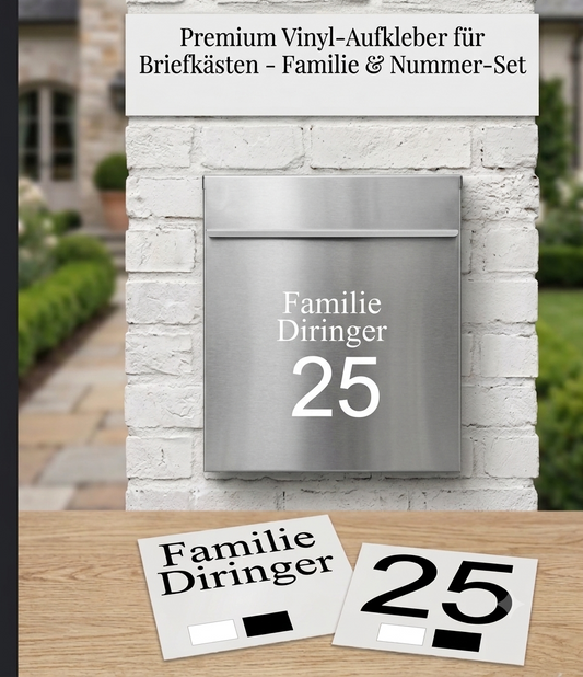 Briefkasten Aufkleber personalisiert, Vinyl Aufkleber Name, Hausnummer, Aufkleber Name, Namensschild Aufkleber, Aufkleber Wunschnamen