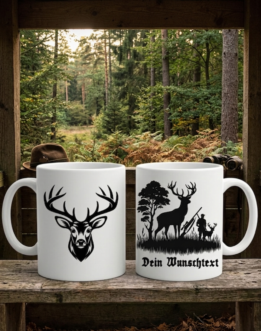Hirsch Tasse Personalisiert Name Geschenk Jäger Wildschwein Keiler Wild