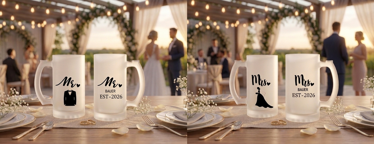 Bierkrug Hochzeit Personalisierbar Mr Mrs Geschenk Brautpaar Name Jahr