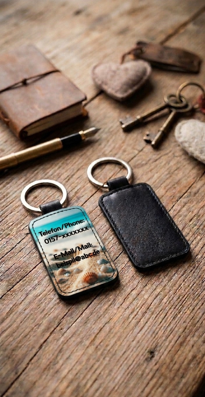 Kofferanhänger personalisiert Kunstleder, Gepäckanhänger mit Telefonnummer E-Mail, Taschenanhänger Reise Geschenk, Urlaub Zubehör