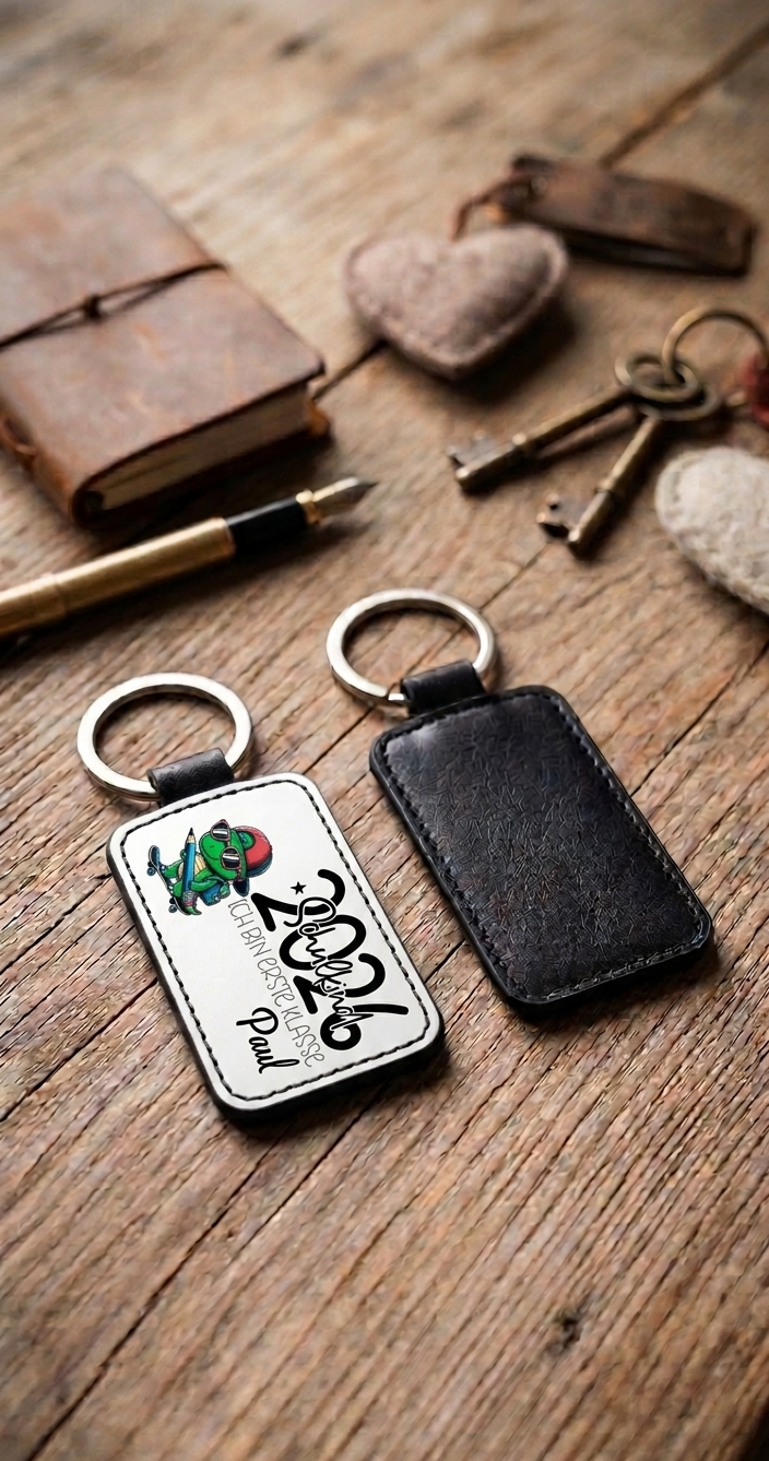 Schulkind Schlüsselanhänger personalisiert 2026, Geschenk Einschulung Schultüte, Kunstleder Anhänger Name Ranzen Jungen Mädchen