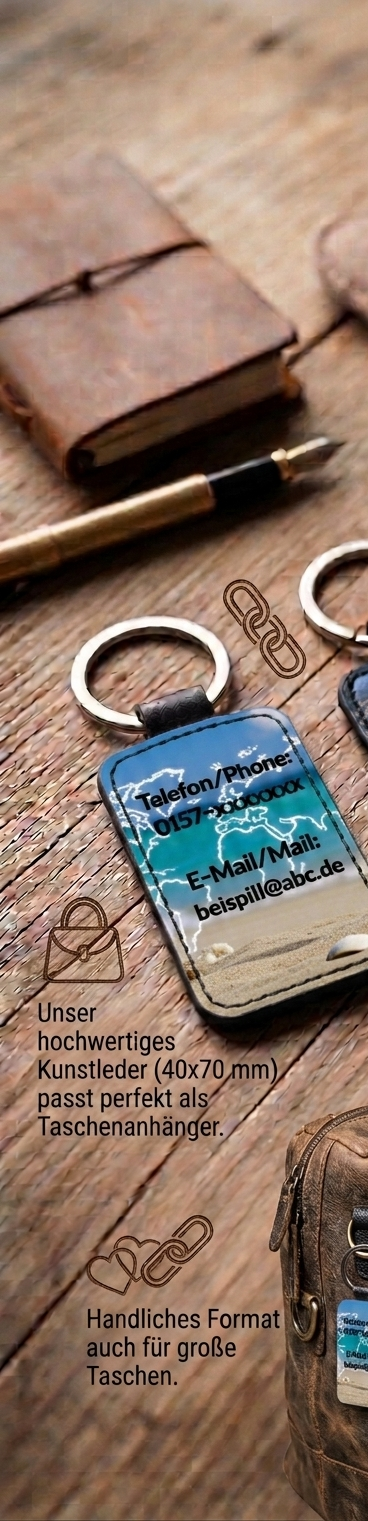 Kofferanhänger personalisiert Kunstleder, Gepäckanhänger mit Telefonnummer E-Mail, Taschenanhänger Reise Geschenk, Urlaub Zubehör