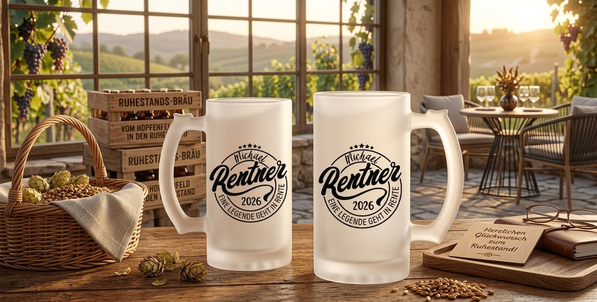 Bierglas Rente personalisiert Bierkrug Geschenk Rentenbeginn Eine Legende geht in Rente Glaskrug Kollege Abschied Ruhestand Männergeschenk
