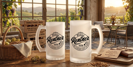 Bierglas Rente personalisiert Bierkrug Geschenk Rentenbeginn Eine Legende geht in Rente Glaskrug Kollege Abschied Ruhestand Männergeschenk