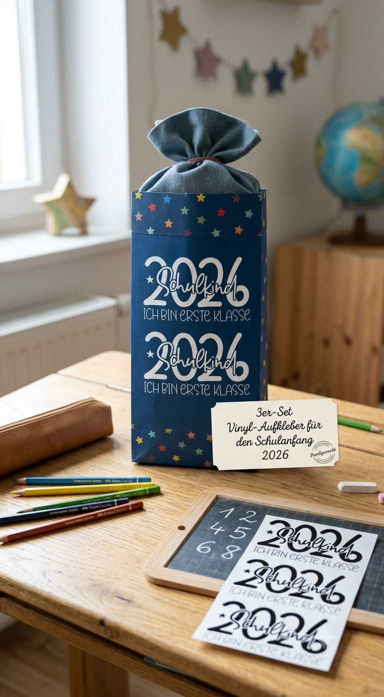 Schulkind Aufkleber personalisiert Name, Einschulung 2026 Sticker Set, Vinylfolie Schultüte personalisieren, Junge Mädchen Erste Klasse