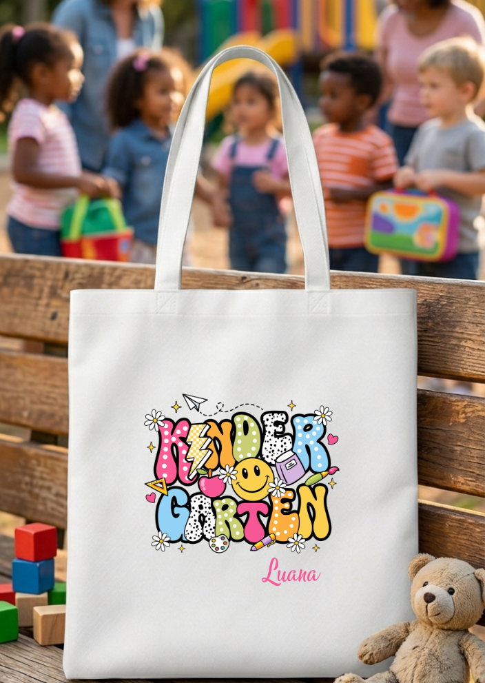 Kindergartentasche mit Name Geschenk Kita Start Beutel Kinder Stoffbeutel Personalisierbar Geschenkidee Geburtstag Junge Mädchen Kitabeutel