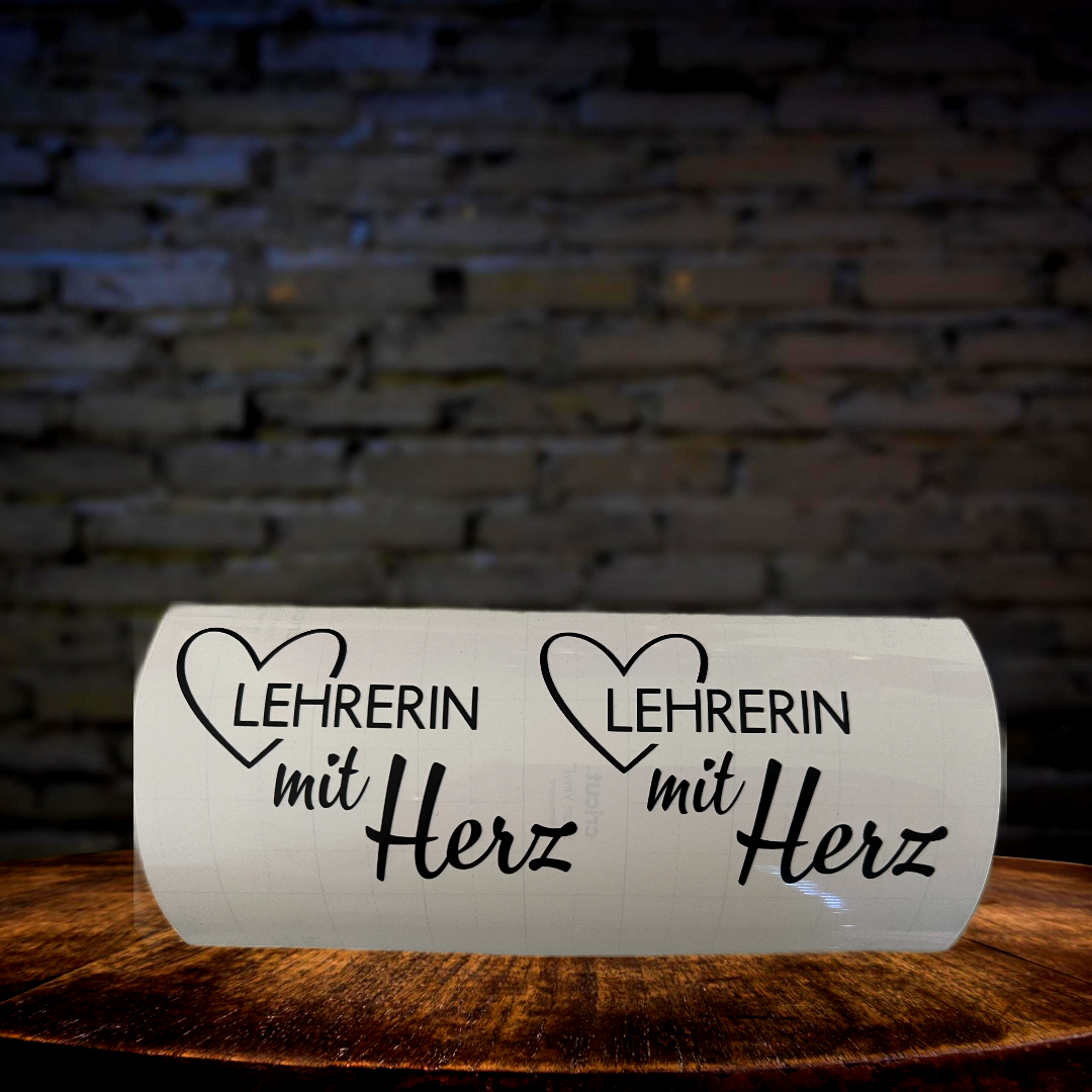 Vinylkleber Lehrerin mit Herz, Aufkleber, Lehrer, Abschied, Danke, Geschenk, Schule, Erzieher, Wunschkleber