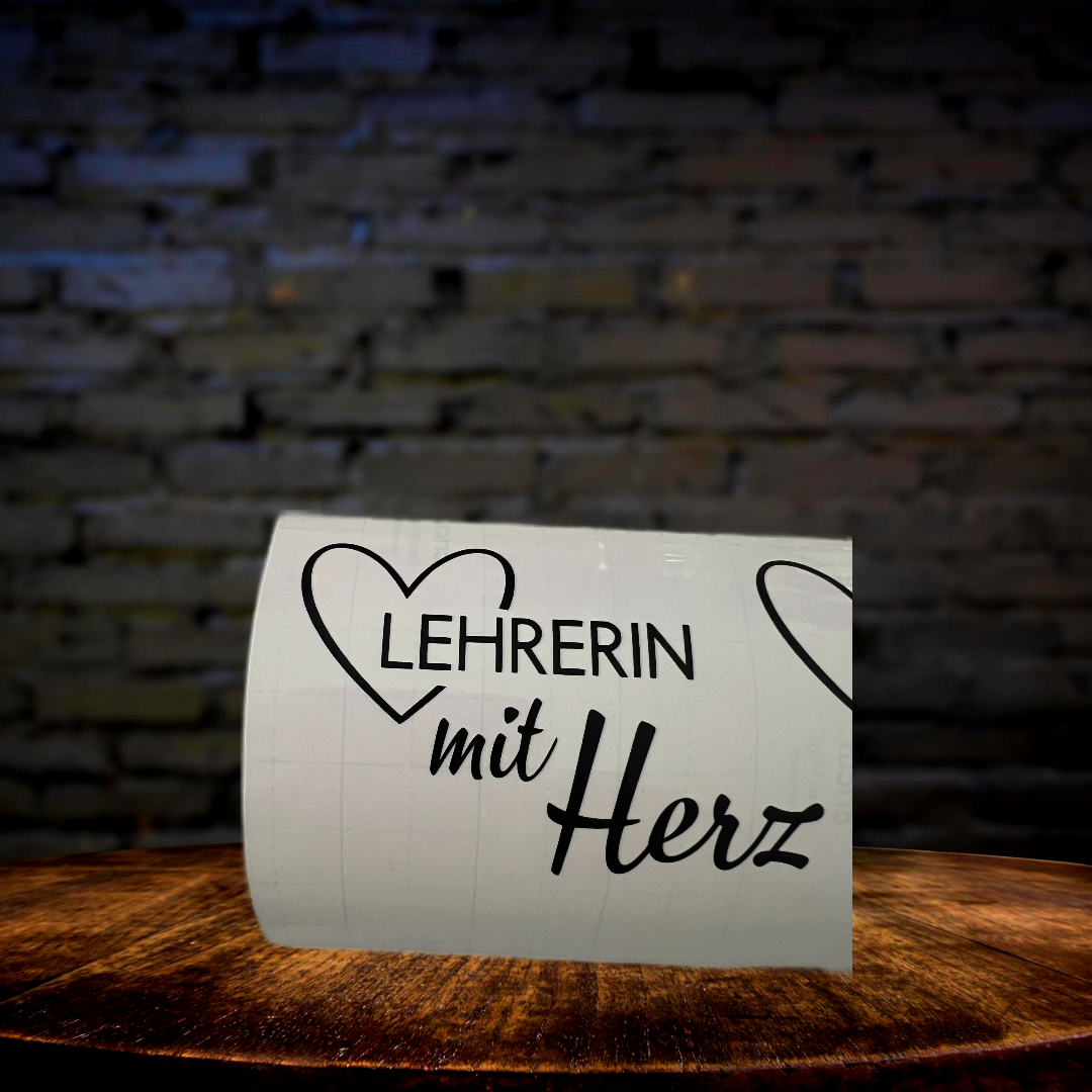 Vinylkleber Lehrerin mit Herz, Aufkleber, Lehrer, Abschied, Danke, Geschenk, Schule, Erzieher, Wunschkleber