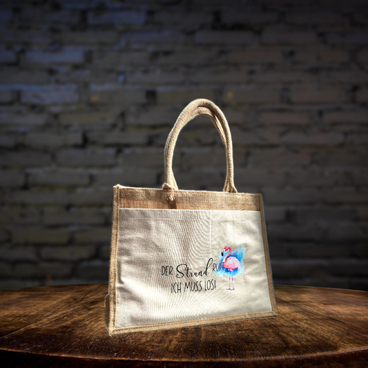 Strandtasche Der Strand ruft, Geschenk, Urlaub, Meer, Beach Bag Travel, Reisetasche