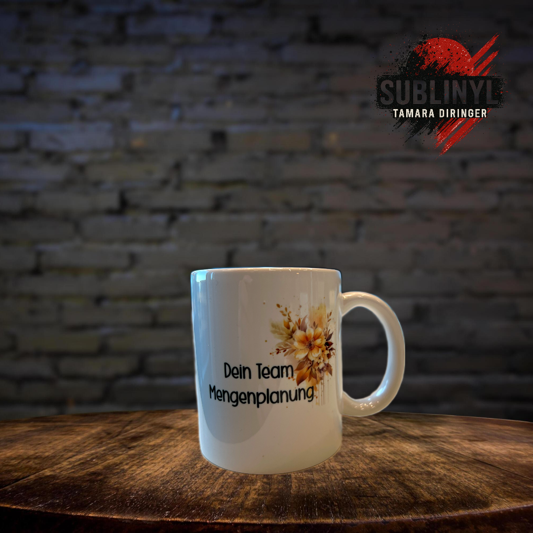 Abschiedstasse Kollegen Abschied, Kaffeetasse, Teetasse, personalisiert, Geschenk für Kollegen Kolleginnen, Team Abschied, Erinnerung, Blume
