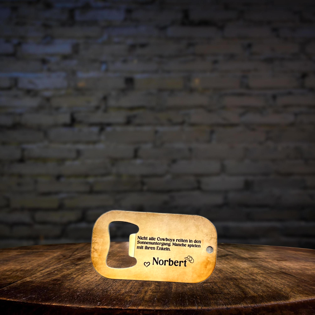 Flaschenöffner Bieröffner, Cowboy, Pferd, Opa, Geschenk, personalisiert, Geburtstag, Bier, Western, Pferd