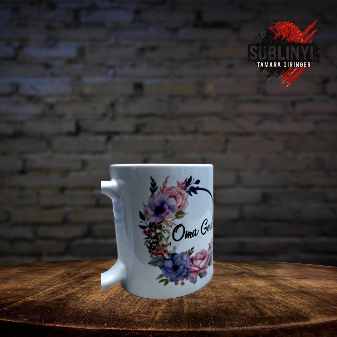 Schön das es dich gibt Kaffeetasse, Teetasse, personalisiert, Blumentasse, Geschenk, Aufmerksamkeit, Tasse, Flower, Freundin, Oma