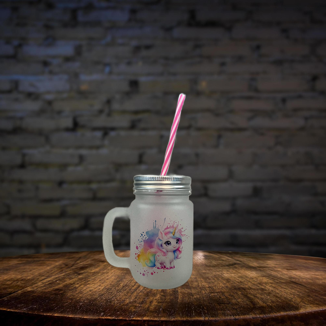 Schulkind Glas Einhorn Dinosaurier mit Strohhalm, personalisiert, Einschulung, Kindergarten Abschied, Geschenkidee Kinder
