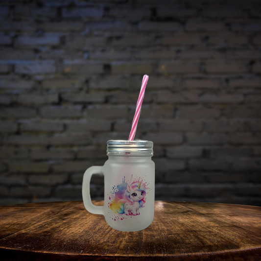 Schulkind Glas Einhorn Dinosaurier mit Strohhalm, personalisiert, Einschulung, Kindergarten Abschied, Geschenkidee Kinder