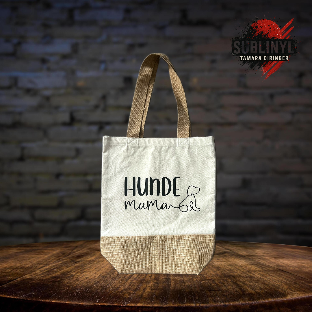 Hundemama Tasche Jute Canvas Shopper Hundefreunde Geschenk Frauchen Hundeliebe Hund Einkaufstasche Hundefreundin Dog Mom Leinentasche