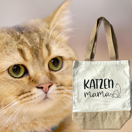 Katzenmama Tasche Jute Canvas Shopper Katzenfreunde Geschenk Katzenmama Katzenliebe Katze Einkaufstasche Katzenfreundin Cat Mom Leinentasche