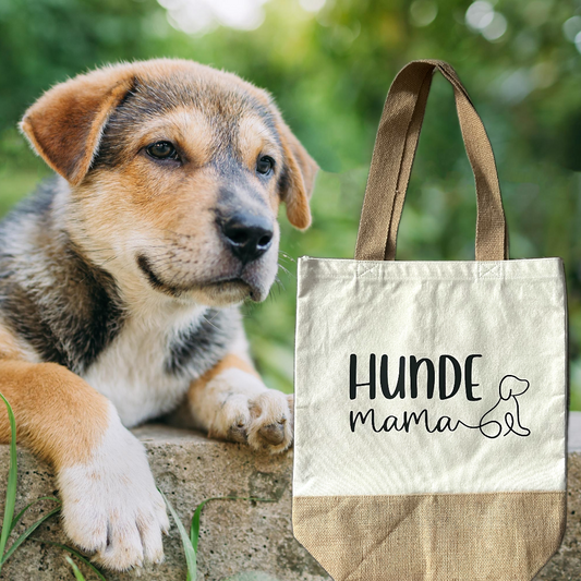 Hundemama Tasche Jute Canvas Shopper Hundefreunde Geschenk Frauchen Hundeliebe Hund Einkaufstasche Hundefreundin Dog Mom Leinentasche